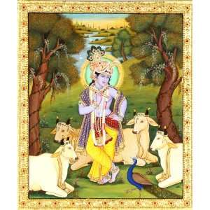  Krishna   The Divine Cowherd (Embossed With 24 Karat Gold)   Water 