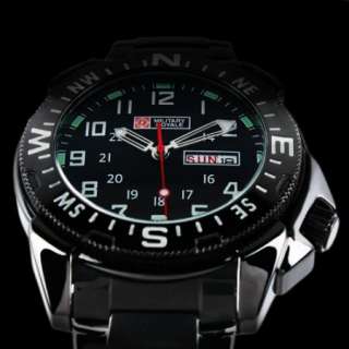   Sport Date Mens Black Dial Stainless Steel Strap Wrist Watch  