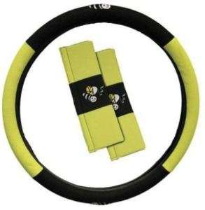 BRAND NEW YELLOW BEE STEERING WHEEL COVER & PADS  
