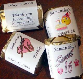 60 SWEET 16 Nugget Candy Wrappers Birthday Party Favors  