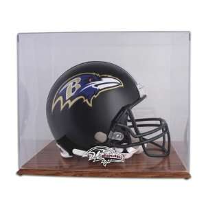  Baltimore Ravens Team Logo Helmet Display Case   Oak Base 