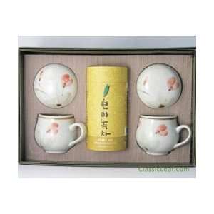    Red Flower Mug Set w/ Brown Rice Green Tea