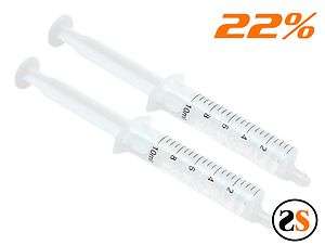 two) 10ml Tooth BLEACHING Whitening 22% Gel SYRINGES  