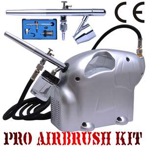 Dual Action Gravity Airbrush Compressor Kit Paint Spray Tattoo Nail 