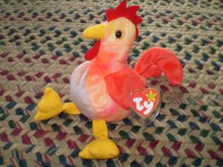 Ty Beanie Baby Plush Chicken Rooster Strut 1996 Toy  