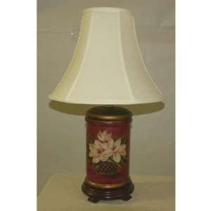    23 in. Magnolia Jar Lamp w Cream Linen Bell Shade