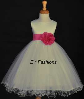 IVORY FUCHSIA PINK FLOWER GIRL DRESS 18M 2 4 5 6 8 9 10  