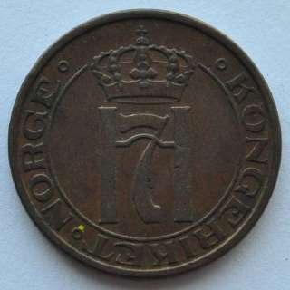 1939 Norway 2 Ore Coin aUNC, 100% Authentic.