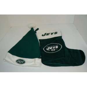  NFL New York Jets Christmas Stocking and Santa Hat Combo 