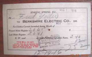 1916 ant BERKSHIRE ELECT BILL yoder SINKING SPRING PA  