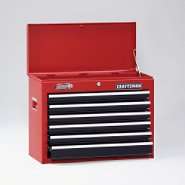 Craftsman 26 Wide 6 Drawer Ball Bearing Top Chest   Red/Black at 