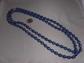 Vintage Jewelry Necklace 54 long faceted blue beads  