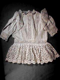 Gorgeous Antique Victorian Dress White Open Work Skirt  