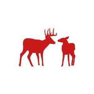  Deer Large 10 Tall RED vinyl window decal sticker 