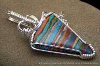 A+ RAINBOW CALSILICA Sterling Silver WIRE WRAPPED PENDANT  