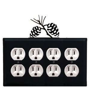   EOOOO 89 Pinecone   Quad. Outlet Electric Cover Powder Metal Coated