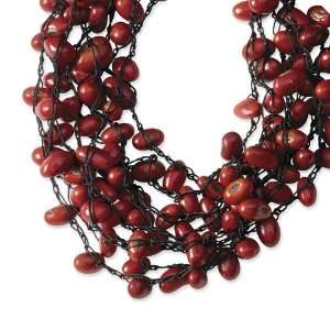  Botanical Harvest Red Colorin Bean Spongie Necklace 