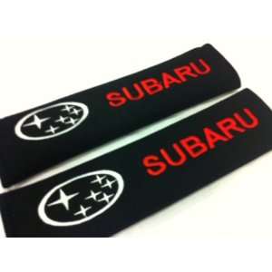 Subaru (red lettering) Seat Belt Cover Shoulder Pad Cushion (2 pcs)