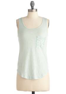 Give Me the Details Tank in Seafoam   Mid length, Casual, Green, Solid 