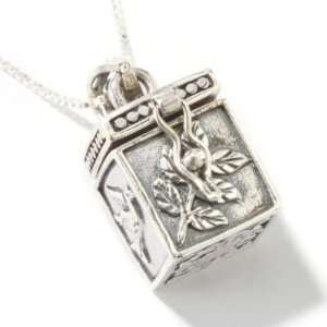  Sterling Silver Peace Box Charm Pendant w/ Chain Jewelry