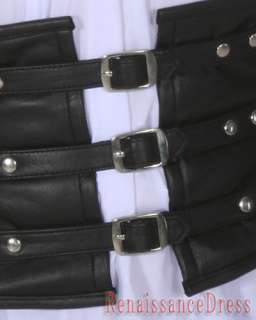 Black Leather Underbust Corset Waist Training Cincher  