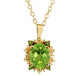  1.38 Ct Oval Green Peridot Gemstone Gold Plated Sterling 