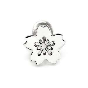   Silver Polished Finish Cherry Blossom Single Stud Earring Jewelry