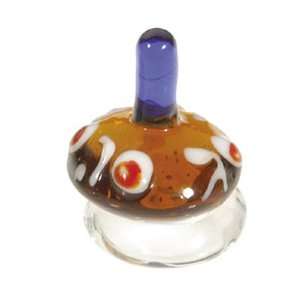  Colored Glass Hanukah Dreidel and Stand by Yair Emanuel 