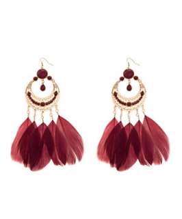 Red (Red) Feather Drop Dreamcatcher Earrings  243353460  New Look
