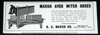 1910 OLD MAGAZINE PRINT AD, MARSH AYER, WOOD MITER BOX & SAW  