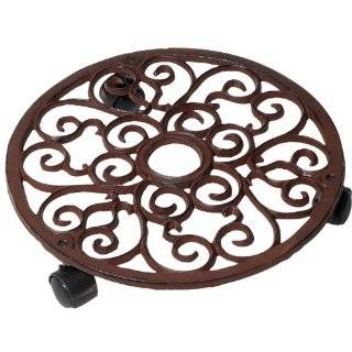 Cast Iron Plant Stand W/3 Rollin Casters Antiqued Rust  