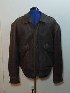 St. Johns Bay Brown 100% Leather Bomber Style Jacket size L  