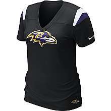 Nike Baltimore Ravens Womens Fashion V Neck Heather T Shirt    