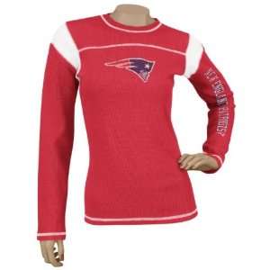   Red Jersey Style Long Sleeve Waffle Thermal T shirt