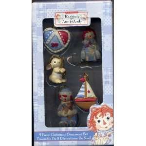 Classic Raggedy Ann & Andy 5 Pc. Mini Christmas Ornament Set  