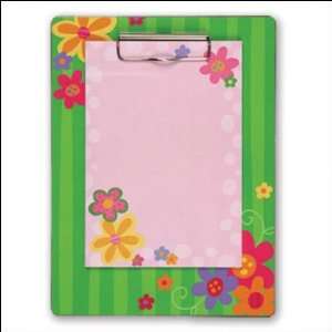   Flowers Green Striped Clipboard and Notepad Set