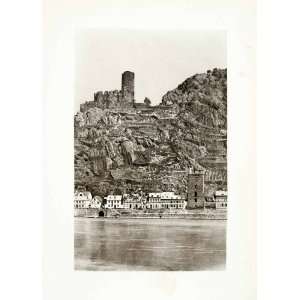 Photogravure Katz Castle Sankt Goarshausen Germany Cityscape Historic 