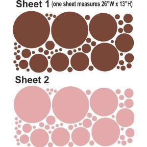  Chocolate brown and Soft Pink polka dots (108pcs) wall 