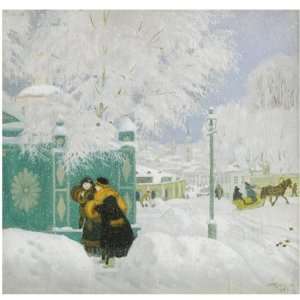 Hand Made Oil Reproduction   Boris Kustodiev   24 x 24 inches   Winter 
