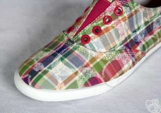 COACH Katie Poppy Beach Plaid Silver Multi Light Weight Sneakers Shoes 
