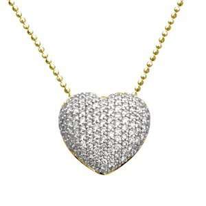   Yellow Gold, Pave Diamond Heart Pendant with Chain (0.75 ctw) Jewelry