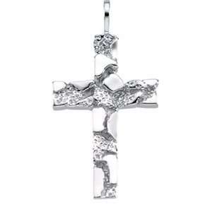 Genuine IceCarats Designer Jewelry Gift 14K White Gold Nugget Cross 