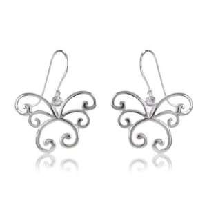 Gorgeous Tomas 925 Sterling Silver Filigree Butterfly Charm Earrings 