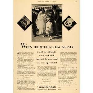  1929 Ad Cine Kodak Home Movie Cameras Wedding Day Bride 