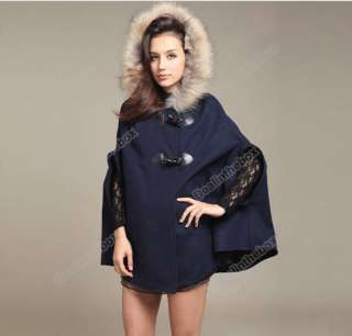 Unique Poncho Button Princess Women Hood Winter Loose Coat Jacket 