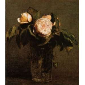  Oil Painting Roses in a Tall Glass Henri Fantin Latour 