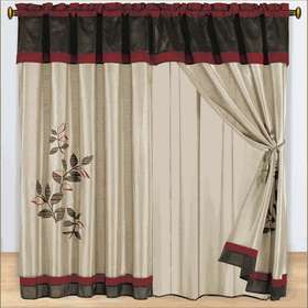 Pasadena Burgandy 7 Piece Comforter Set (Q, K) / Matching Curtains 