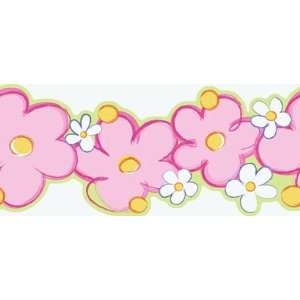  Daisy Pink and Purple Wallpaper Border in Girl Power II 