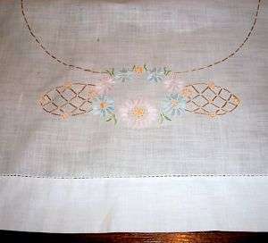 1920’s White Linen Hand Embroidered Pillow Sham  