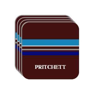 Personal Name Gift   PRITCHETT Set of 4 Mini Mousepad Coasters (blue 